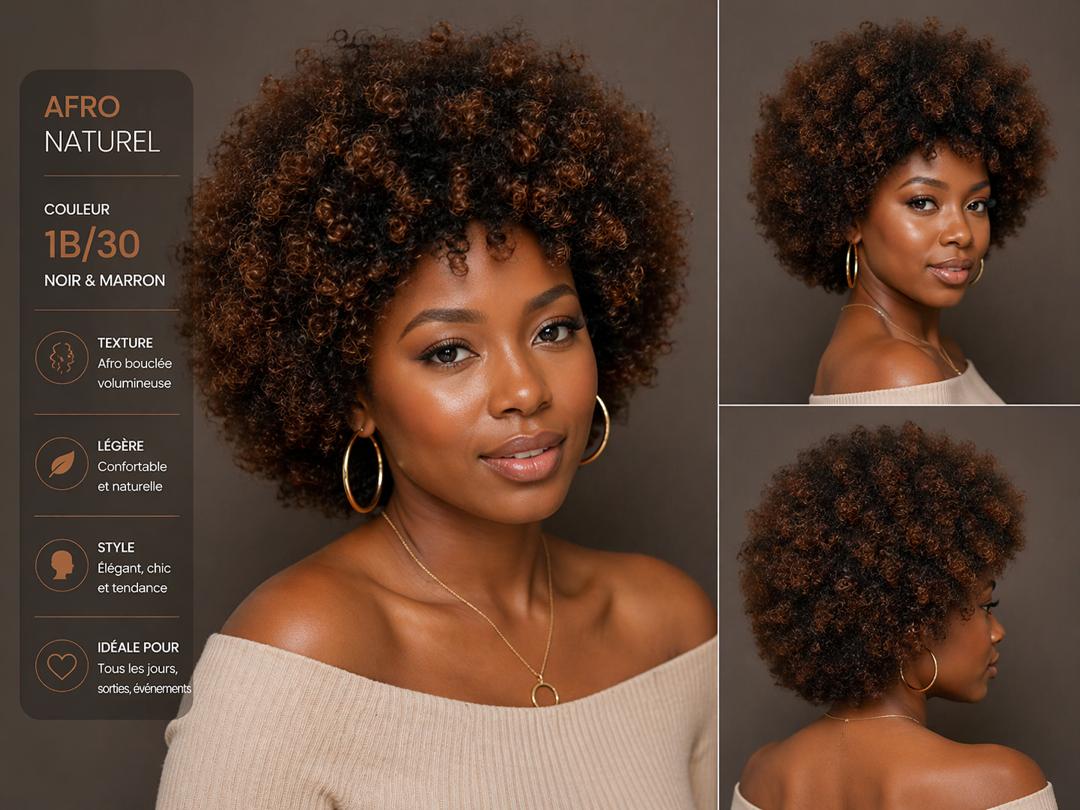 Perruque Afro – 1B/30 Dégradé Marron