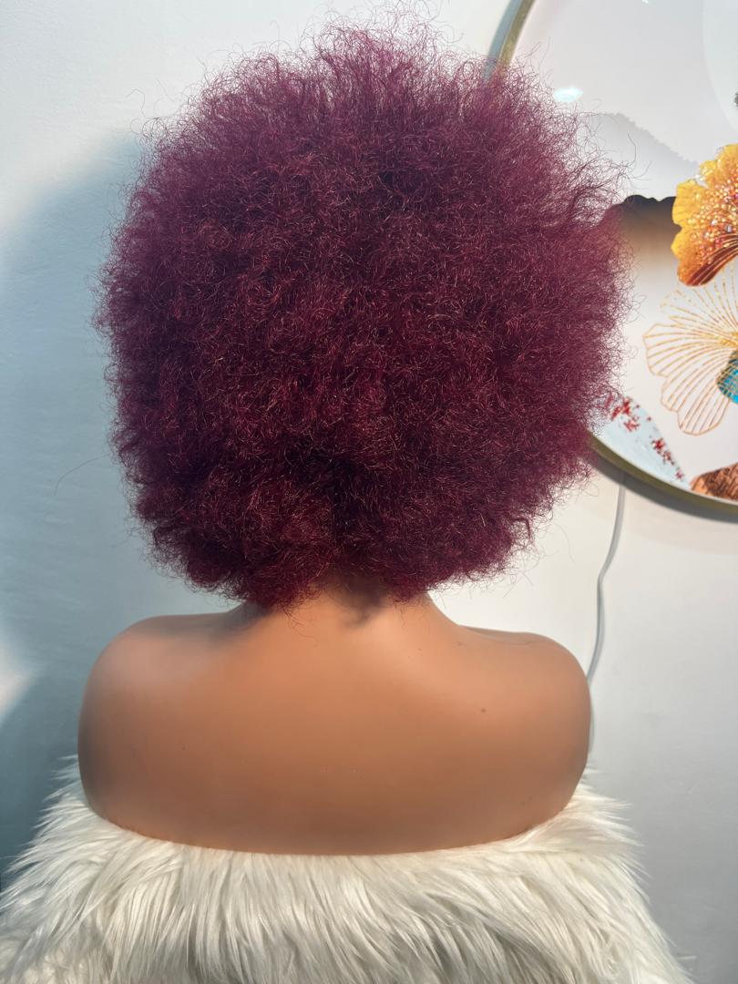 Perruque Jerry Frontal T Curly 8 pouces – Rouge