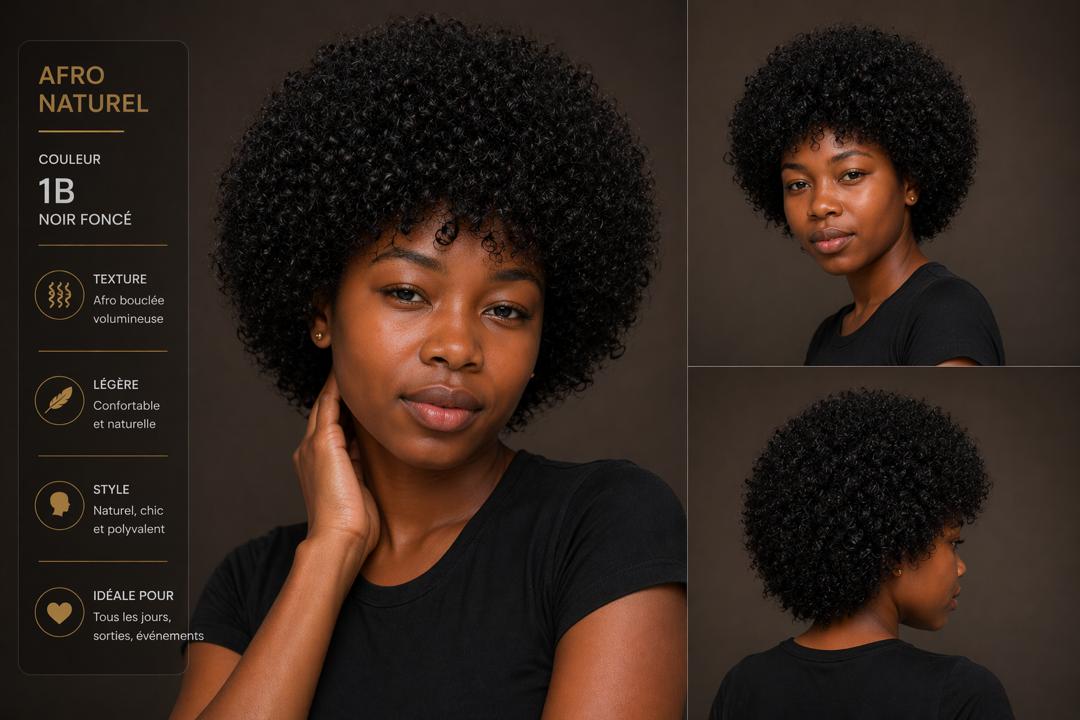 Perruque Afro – Noir 1B Intense