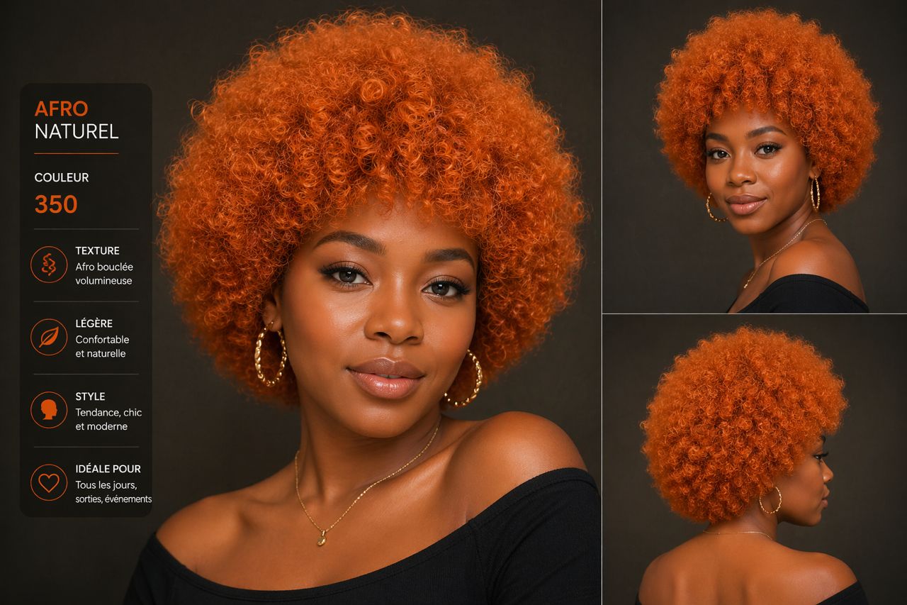 Perruque Afro – Couleur 350 Orange Cuivré