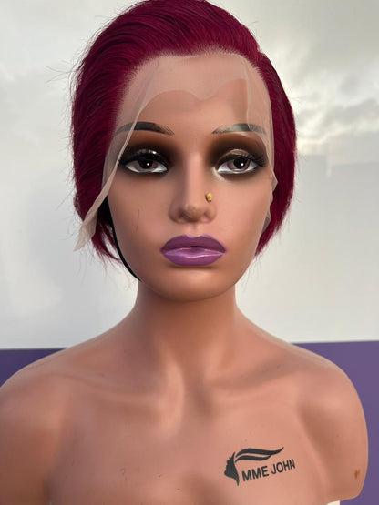 Perruque Coupe Dame Rouge Bordeaux