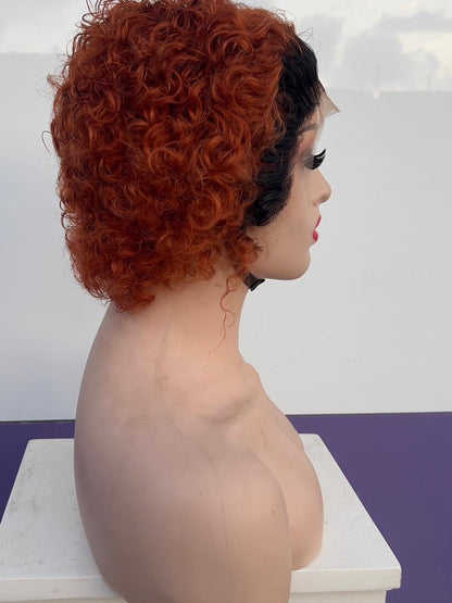 Perruque Pixie Frontal T 2Thon Orangé