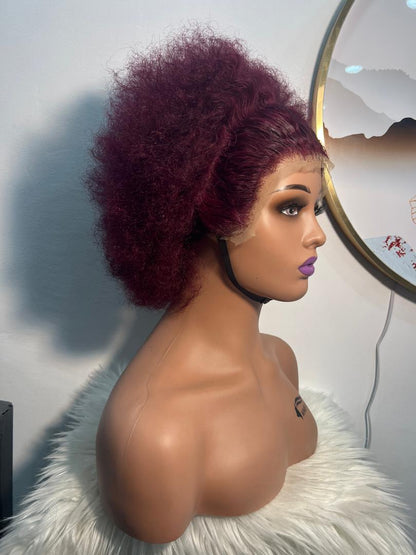 Perruque Jerry Frontal T Curly 8 pouces – Rouge