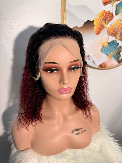 Perruque Water Wave SDD 16 pouces – Deux Tons Rouge Bordeaux