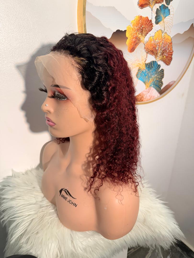 Perruque Water Wave SDD 16 pouces – Deux Tons Rouge Bordeaux