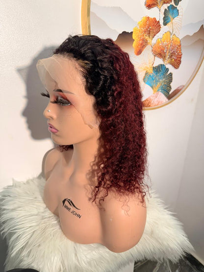 Perruque Water Wave SDD 16 pouces – Deux Tons Rouge Bordeaux