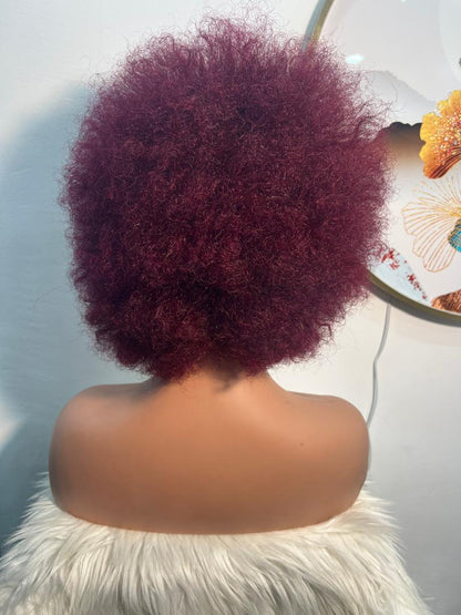 Perruque Jerry Frontal T Curly 8 pouces – Rouge