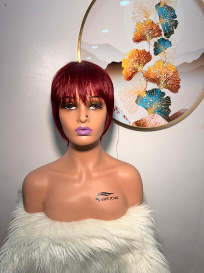 Perruque Mini Coupe Garçon – Rouge Bordeaux