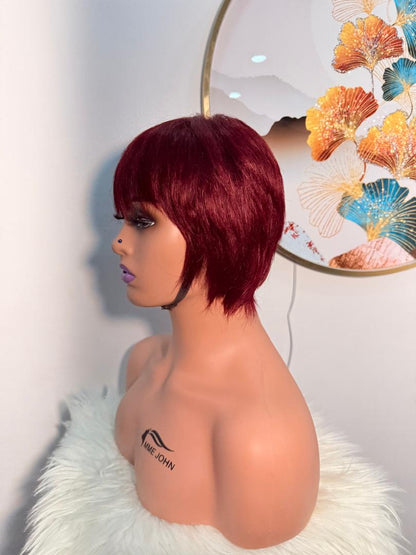 Perruque Mini Coupe Garçon – Rouge Bordeaux