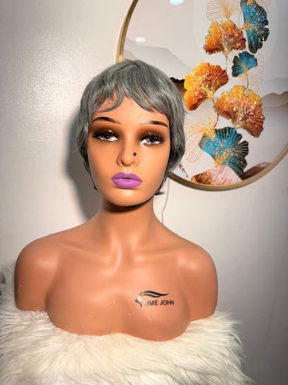 Perruque Mini Coupe Garçon – Gris Bleu