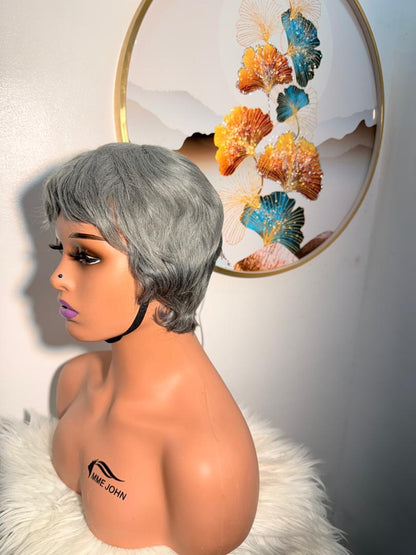 Perruque Mini Coupe Garçon – Gris Bleu
