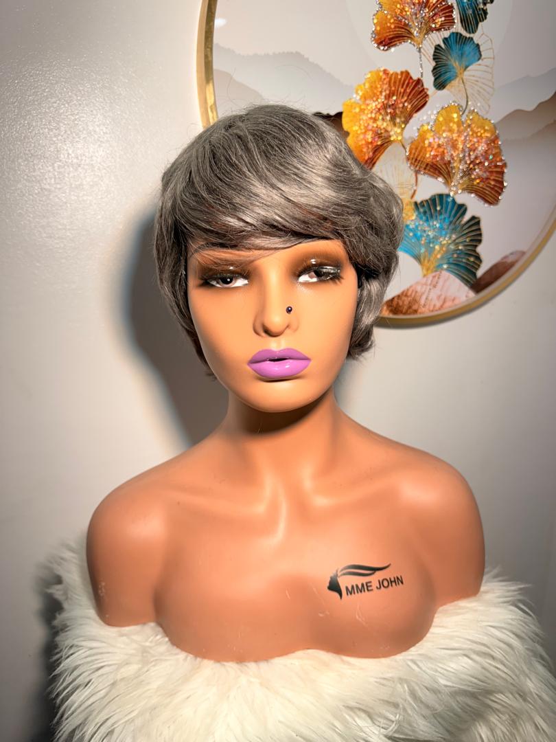 Perruque Mini Coupe Garçon – Gris Blanc