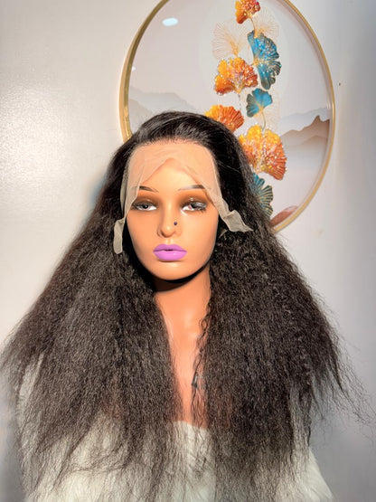 Perruque Effet Cheveux Afro Kinky Straight – 22 pouces Noir