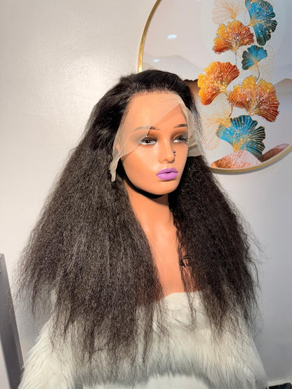 Perruque Effet Cheveux Afro Kinky Straight – 22 pouces Noir