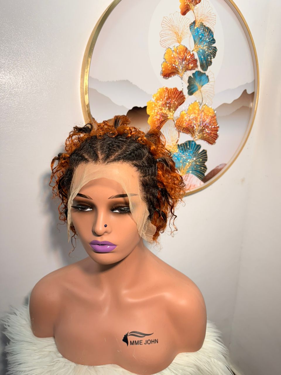 Pixie Curly Frontal Normal - Couleur 2 Tons Orangé