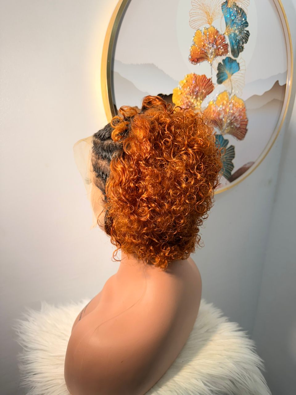 Pixie Curly Frontal Normal - Couleur 2 Tons Orangé