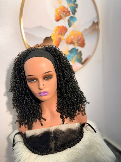 Perruque en Bande Frisée Naturelle - Confection Locale + Trompe-Œil en Lace Frontal