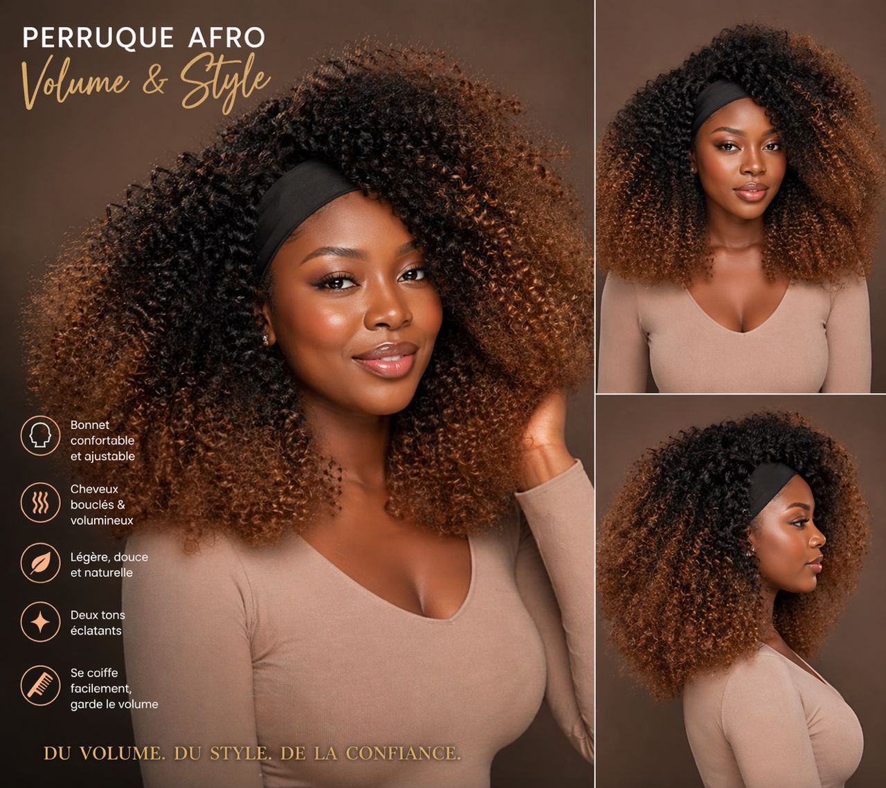 Perruque Afro Bandeau – Volume XXL & Deux Tons