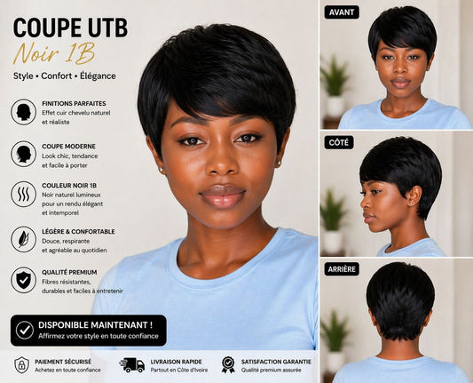 Perruque courte coupe UTB en noir