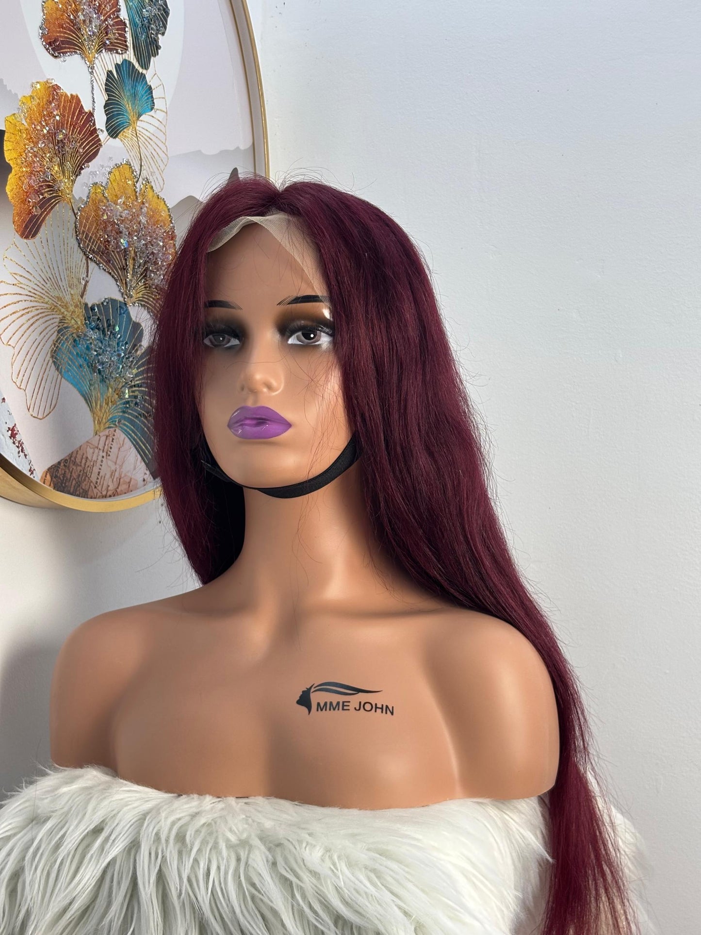 Perruque Virgin Hair Rouge Bordeaux – Longueur 30