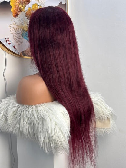 Perruque Virgin Hair Rouge Bordeaux – Longueur 30