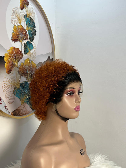 Perruque Pixie Frontal T 2Thon Orangé