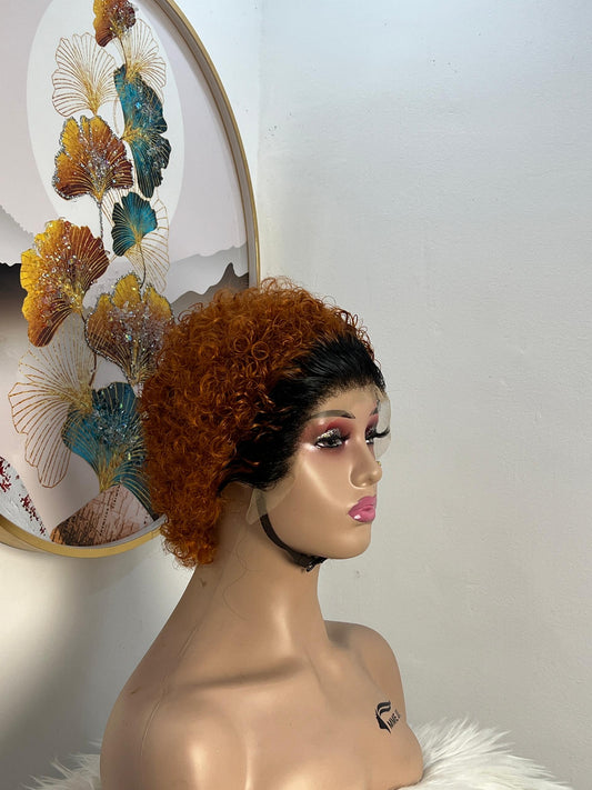 Perruque Pixie Frontal T 2Thon Orangé