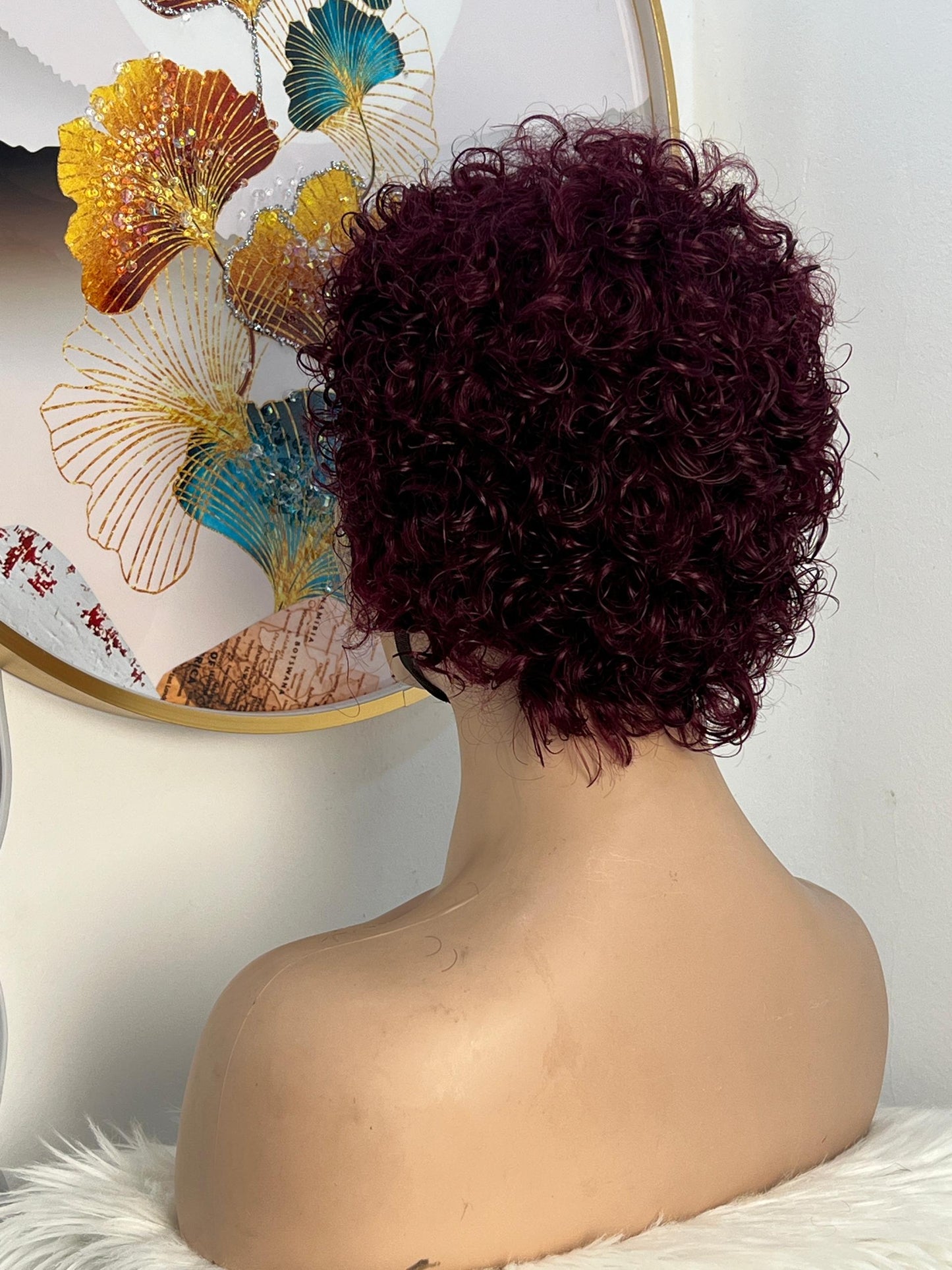Perruque Pixie Frontal T Rouge Bordeaux