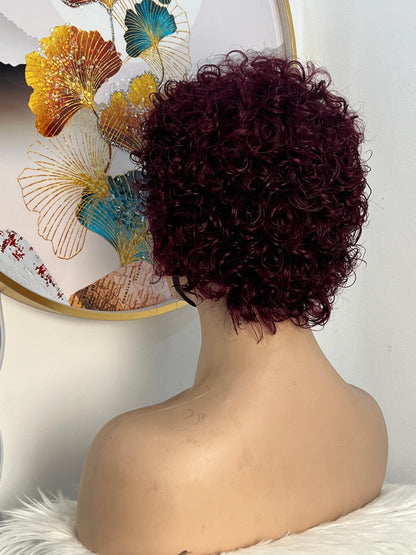 Perruque Pixie Frontal T Rouge Bordeaux